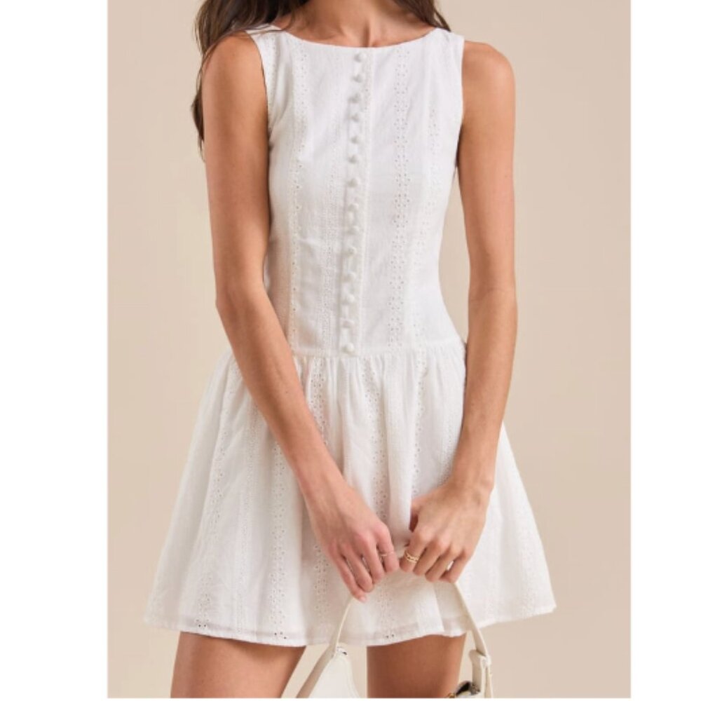 Altar'd State Layla Eyelet Mini Dress White (S)